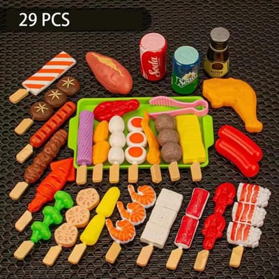 Kinderen Simulatie Barbecue Speelgoed Set BBQ Koken Doen Alsof Betrek bij Keukenspeelgoed Interactieve Grill Speelvoedsel Kookgerei Speelset voor Kinderen