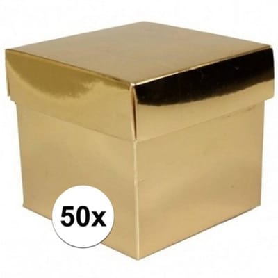 Gouden cadeauverpakking decoratie 10 cm kubus