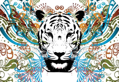 Fotobehang Tiger Abstract | XL - 208cm x 146cm | 130g/m2 Vlies