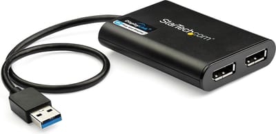 StarTech.com USB Aan Dual DisplayPort adapter - 4K 60Hz - USB 3.0 (5Gbps) - Extern Video AV / multimedia paneel - DisplayLink DL-6950 - Zwart