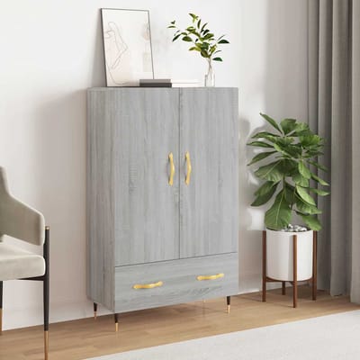 vidaXL - Hoge - kast - 69,5x31x115 - cm - bewerkt - hout - grijs - sonoma - eikenkleurig