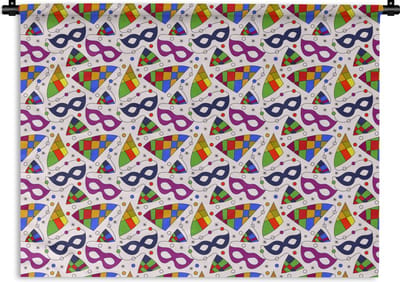 Wandkleed - Wanddoek - Carnaval - Patronen - Maskers - 120x90 cm - Wandtapijt