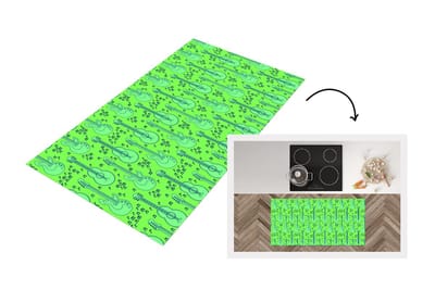 Keukenloper - Loper keuken - Gitaar - Patronen - Groen - 120x60 cm - Keukenloper vinyl
