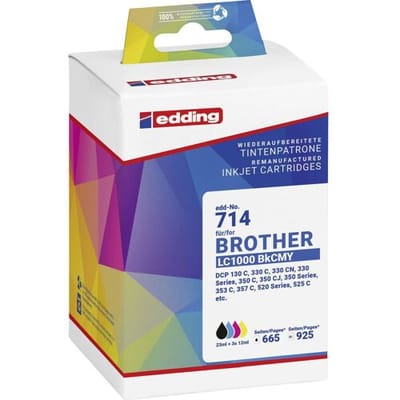 Edding Inktcartridge vervangt Brother LC-1000BKCMY Compatibel Combipack Zwart, Cyaan, Magenta, Geel EDD-714 18-714