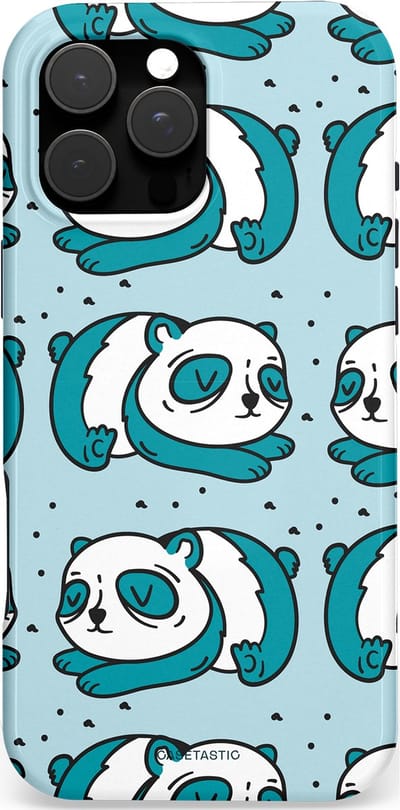 Casetastic hoesje geschikt voor Apple iPhone 16 Pro Max - MagSafe - Dubbellaagse bescherming - Panda dromen - Fashion Case - Lichtgrijs Petrol Wit