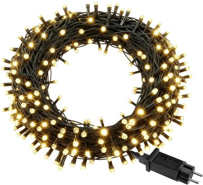 tectake® Lichtsnoer - Kerstverlichting - 200 LED's - 20 Meter - Voor Binnen en Buiten - Kerstboomverlichting - Lichtslinger Kerstmis - Flexibele LED-lichtketting - Kerstverlichting met 8 functies, warm wit