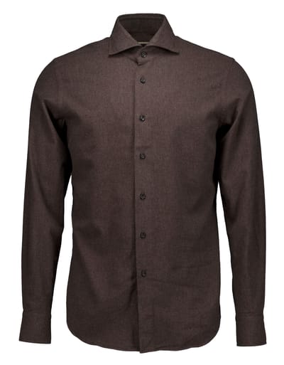 Xacus Washed Shirt Lange Mouw Overhemden Donkerbruin 721ml/31148