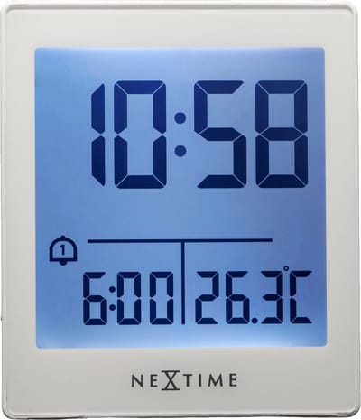 Digitale Tafelwekker 7,7x8,9x3 cm - RCC - Temperatuur - Wit - ABS - NeXtime Wake Up