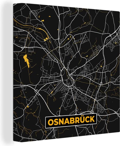 Canvas Schilderij Osnabrück - Goud - Kaart - Plattegrond - Stadskaart - Duitsland - 20x20 cm - Wanddecoratie