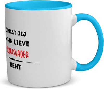 Akyol - omdat jij mijn lieve bonusvader bent koffiemok - theemok - blauw - Vader - de liefste bonusvader - vader cadeautjes - vaderdag - verjaardag - geschenk - kado - 350 ML inhoud