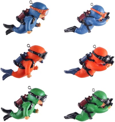 SnelShoppen - 6 Pcs Drijvende Duikdecoratie voor Onderwater Aquarium, Ornament Duiker van Hars, Creatieve Aquarium Decoratie, Geschikt voor Zout en Zo