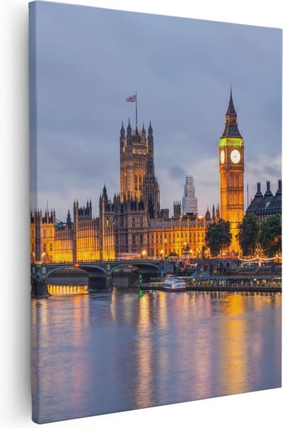Artaza Canvas Schilderij Big Ben - 40x50 cm - Wanddecoratie Londen - Muurdecoratie Skyline - Kamer Accessoires