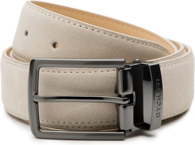 DTCH.FIT Herenriem Suède Oliver -Verstelbare gunmetal gesp - Riem Beige - Pantalon & Jeans Broekriem - 85cm - Totale lengte 100cm