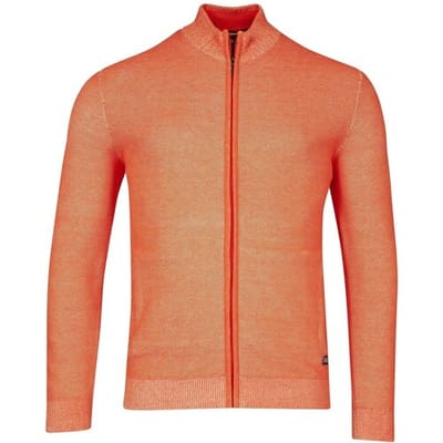 Baileys Vest Cardigan Zip Allover Plated Two-Tone Jacquard Orange / male