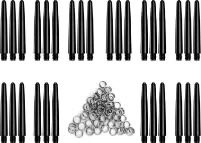 Darts Set zwarte - dart shafts - 10 sets (30 stuks) - Inbetween - darts shafts - plus 8 sets (24 stuks) veerringen