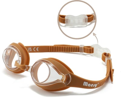 Maesy Kinder Zwembril Charlie - 6 t/m 12 Jaar - UV-Bescherming - Anti Condens - Duikbril voor Kinderen - Caramel Bruin