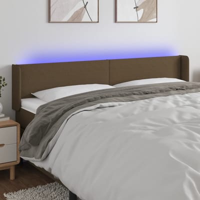 vidaXL - Hoofdbord - LED - 203x16x78/88 - cm - stof - donkerbruin