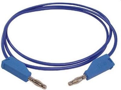 Velleman Meetsnoer, banaanstekker 4 mm, dubbel geïsoleerd, stapelbaar, spuitgegoten, zeer soepel, kabellengte 100 cm, blauw, maximaal 30 V/3 A