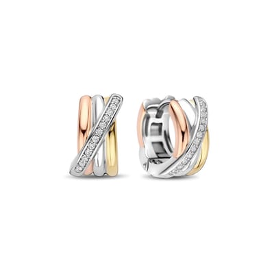 TI SENTO Dames Oorbellen - 925 zilver - Zilver geel verguld rosé verguld - 7960ZT