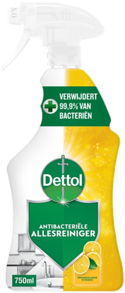 Dettol Antibacteriële Allesreiniger Spray Sprankelende Citroen 750 ml - Voordeelverpakking - 4 stuks