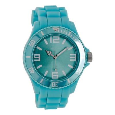 OOZOO Timepieces - Licht blauwe horloge met licht blauwe rubber band - C4176