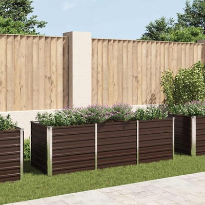 vidaXL - Plantenbak - verhoogd - 240x80x77 - cm - gegalvaniseerd - staal - bruin