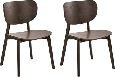 OVERLY - Eetkamerstoel set van 2 - Donkerbruin - Rubberhout
