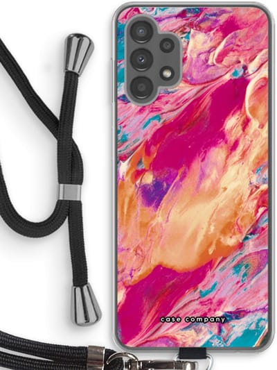 Case Company® - Hoesje met koord geschikt voor Samsung Galaxy A13 4G hoesje met Koord - Pastel Echoes - Telefoonhoesje met Zwart Koord - Bescherming aan alle Kanten en Over de Schermrand
