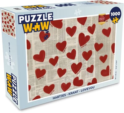 Puzzel Hartjes - Krant - Loveyou - Legpuzzel - Puzzel 1000 stukjes volwassenen