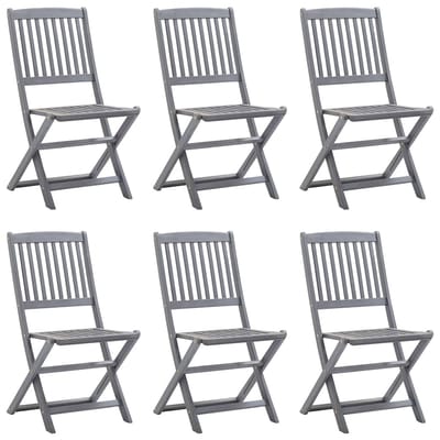 vidaXL - Inklapbare - stoelen - 6 - st - met - kussens - massief - acaciahout
