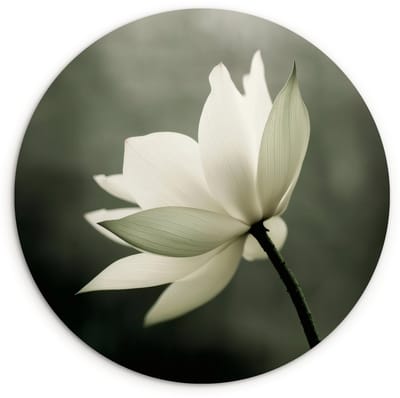 WallCircle® Wandcirkel 120x120 cm - Muurcirkel Wit - Lotus - Donker - Bloem - Muurdecoratie woonkamer - Wanddecoratie slaapkamer - Kamer decoratie accessoires - Ronde schilderijen XXL