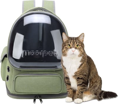 MIRO® Katten Rugzak Transport - Katten Draagtas - Reismand Kat & Hond - Reistas voor Katten & Kleine Honden - Extra Ventilatie - Tot 6 kg - Groen