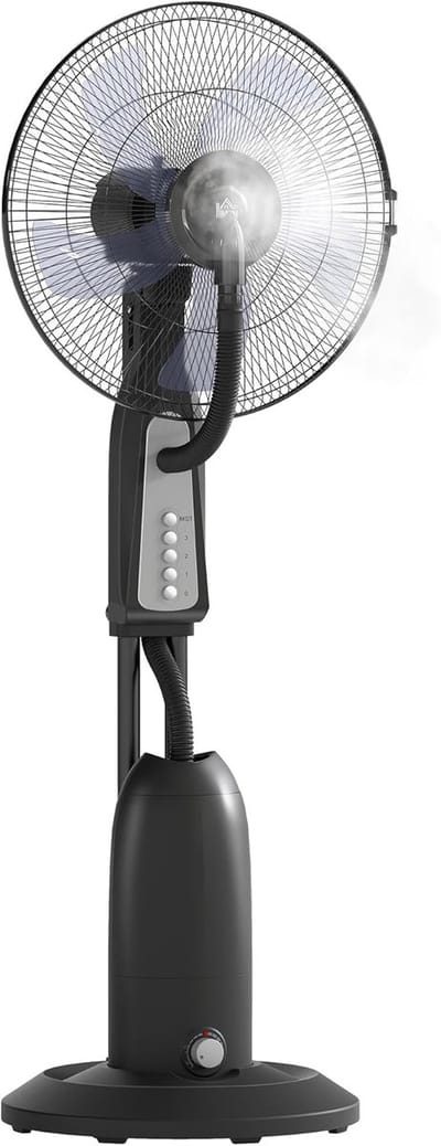 Ventilator met Vernevelaar - Luchtkoeler Spray - Verkoeling en Bevochtiging - Ultrasone Verstuivingstechnologie - 125 cm Hoog - Zwart