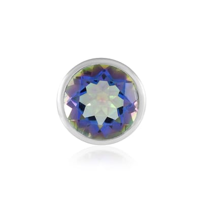 Cavill - Zilveren Hanger - 925 Sterling Zilver Platina Plating - Blauwe Mystieke Kwarts 5 635 ct - Rond Facet 14x14 mm - Braziliaans Elegant Sieraad