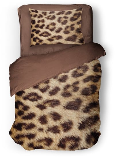 Eleganzzz Dekbedovertrek Jungle Chic - Brown - Dekbedovertrek 140x200/220cm - Micropercal - Eenpersoons - Dekbedovertrekken - Panterprint Dekbedovertrek