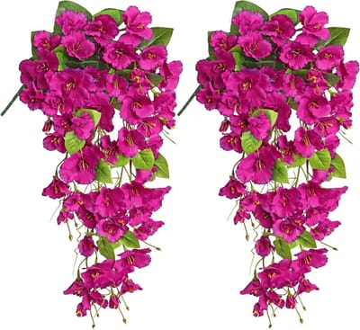 Set van 2 Weerbestendige Nep Hibiscus Bloemen voor Buiten - Hangende Kunstplanten voor Tuin, Bruiloft en Kantoor Decoratie
