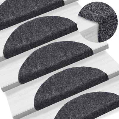 vidaXL - Trapmatten - Zelfklevend - 15 - stuks - 56x17x3 - cm - Donkergrijs - Halfrond