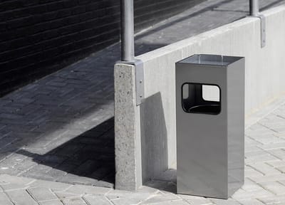 Prullenbak met Asbak 17L + 2L – 250 x 250 x 620 mm – Vierkant Antraciet RVS Afvalbak met Uitneembare Binnenemmer – Kantoor Prullenbak met Geïntegreerde Asbak – Rookruimte Afvalbak – Mobili Bella