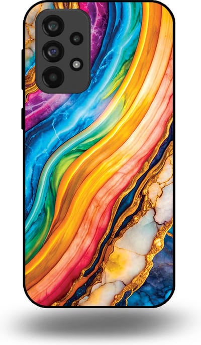 Smartphonica Telefoonhoesje Geschikt voor Samsung Galaxy A73 5G met Regenboog Goud Marmer Opdruk - TPU Backcover Case Rainbow Gold Marble Design geschikt voor Samsung Galaxy A73 5G