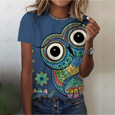T-shirts Décontractés d'Été à Col Rond Bohèmes Imprimés en 3D pour Femmes T-shirt Lion Mode Féminine Amples Manches Courtes Hauts Oversize 6XL