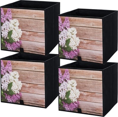 LAVITA® Opbergmand Textiel - 31x31x31 Tuin 4 Stuks - Opbergbox Kast Organizer Opbergdoos - Kastlade Verdeler Voor Kleding Ondergoed Badkamer Kledingkast - Vouwdoos Stoffen Doos Opbergdozen