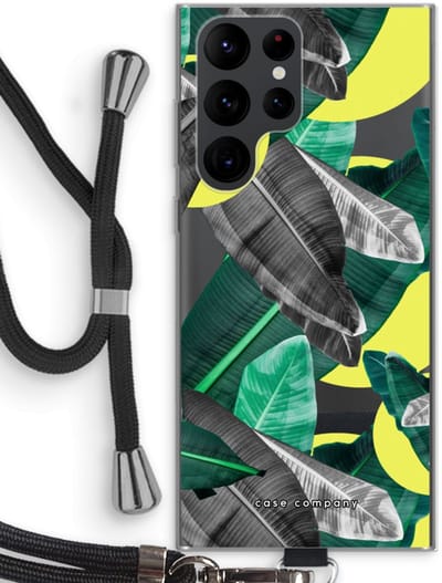 Hoesje met koord geschikt voor Samsung Galaxy S22 Ultra hoesje met Koord - Fantasie jungle - Telefoonhoesje met Zwart Koord - Bescherming aan alle Kanten en Over de Schermrand