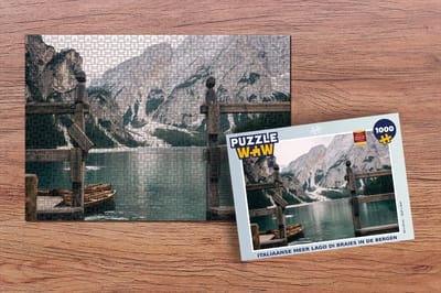Puzzel Italiaanse meer Lago di Braies in de bergen - Legpuzzel - Puzzel 1000 stukjes volwassenen