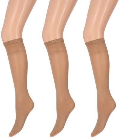 Marianne - Dames Kneehighs Shiny Panty - 35Den - 3-Pack - Maat One Size - Wineblush