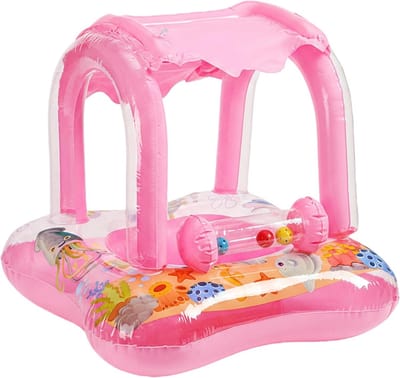 Babydrijver Zwemband - Baby Zwembad - Veilig Spelen - Met Zonnedak - 60 x 60 cm - Blauw