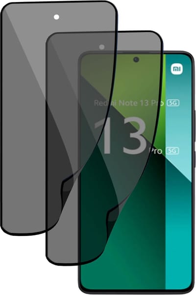 2x Privé Screenprotector geschikt voor Xiaomi Redmi Note 13 Pro / POCO M6 Pro - Privacy Folie Beschermglas - Privacy Proteqt+