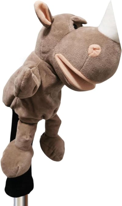 Pluche golfhoofddeksels - Dieren clubhoezen - Golfclub bescherming - Voegt persoonlijkheid toe - 40 x 5 cm - Neushoorn