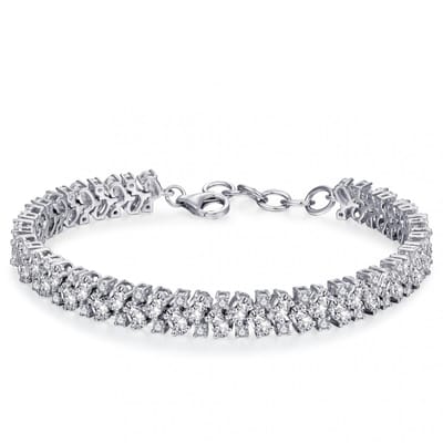 Schitterende Zilveren Armband met Ronde & Ovale Zirkonia