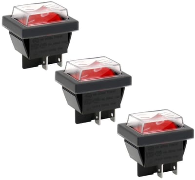Dailygoody - Aan-uit tuimelschakelaar - Waterdicht - Rood oplichtend - 16 A - 250 V - Geschikt voor diverse toepassingen - Compact formaat