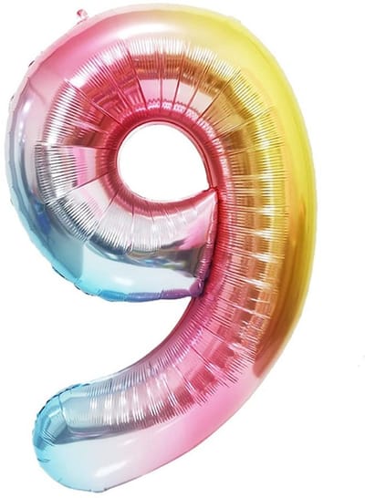 Dailygoods- Ballon 40 Inch - Cijfer 9 - Regenboog Verloop - Verjaardag Decoraties - Folie Ballon - Herbruikbaar - Cijferballon